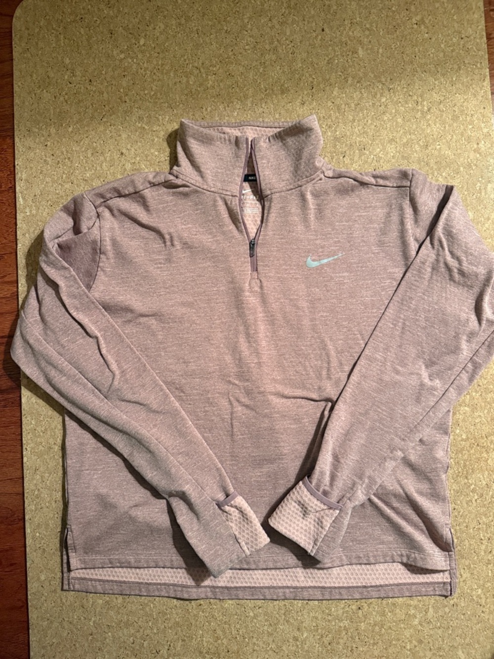 Nike Running Half-Zip Pullover - Dusty Rose with Swoosh Dri-fit Size Large